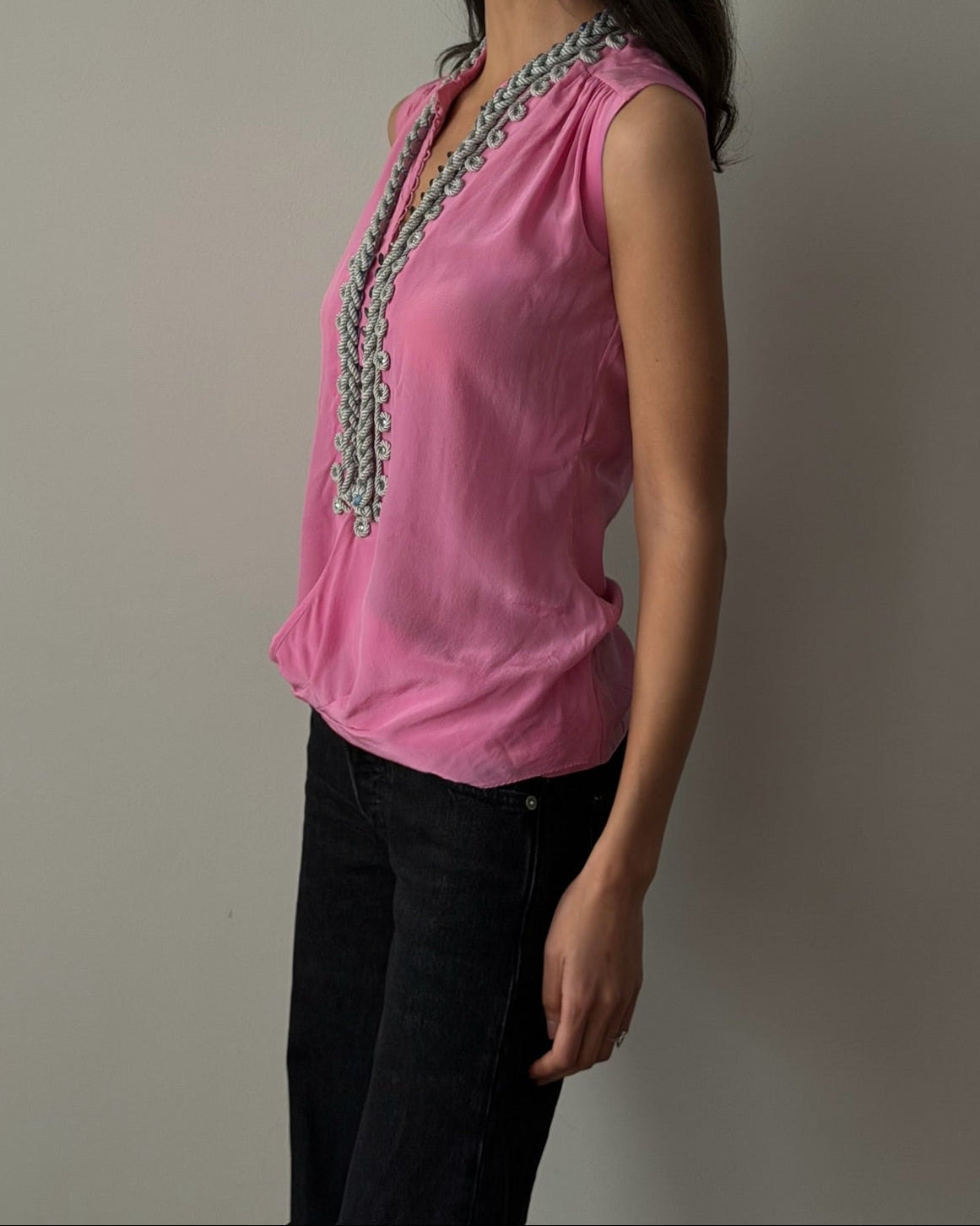 Balenciaga by Nicolas Ghesquière 2000s Silk Embellished Top