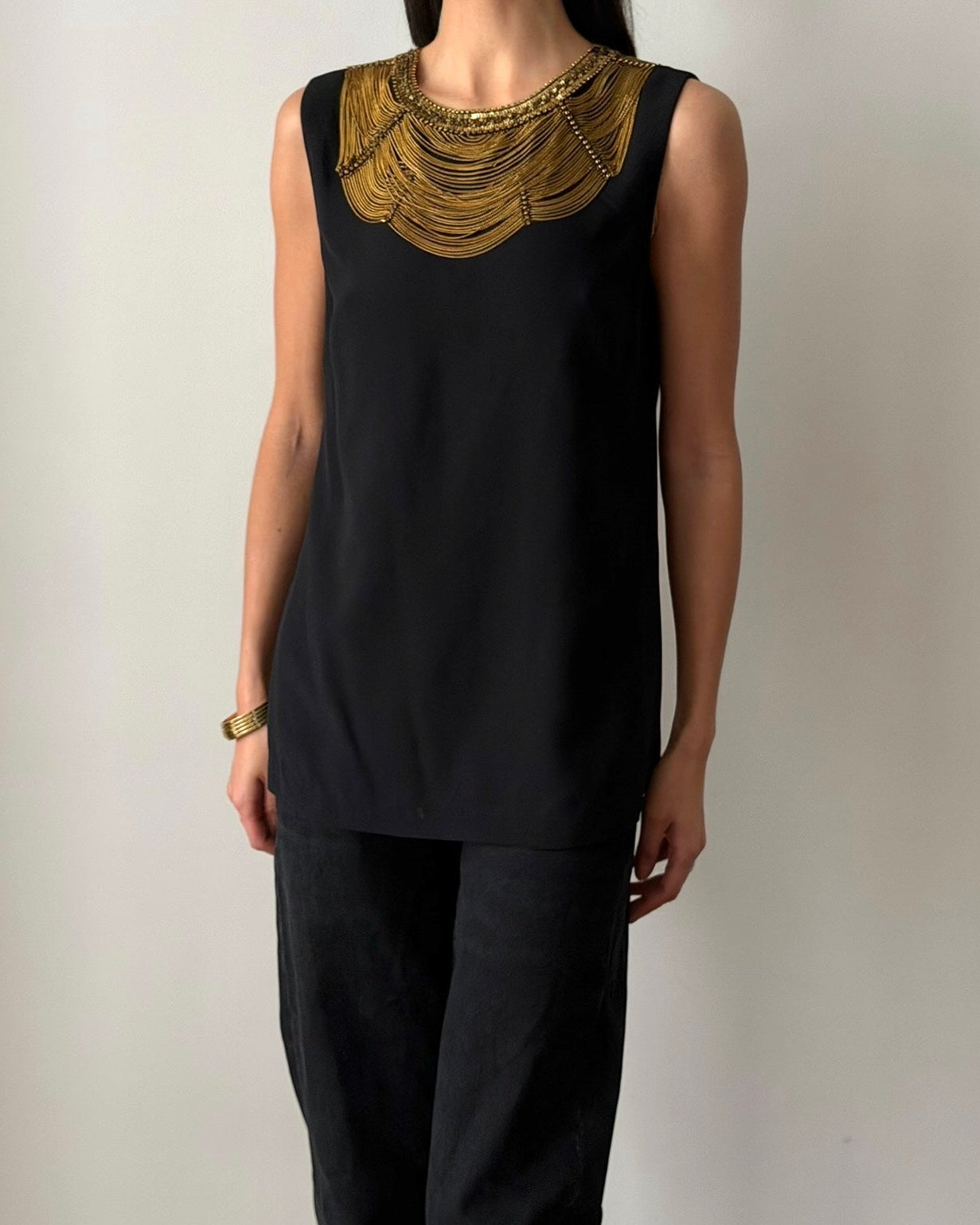 Ralph Lauren Purple Label Silk Blend Top – FW2008 Black & Gold Chain