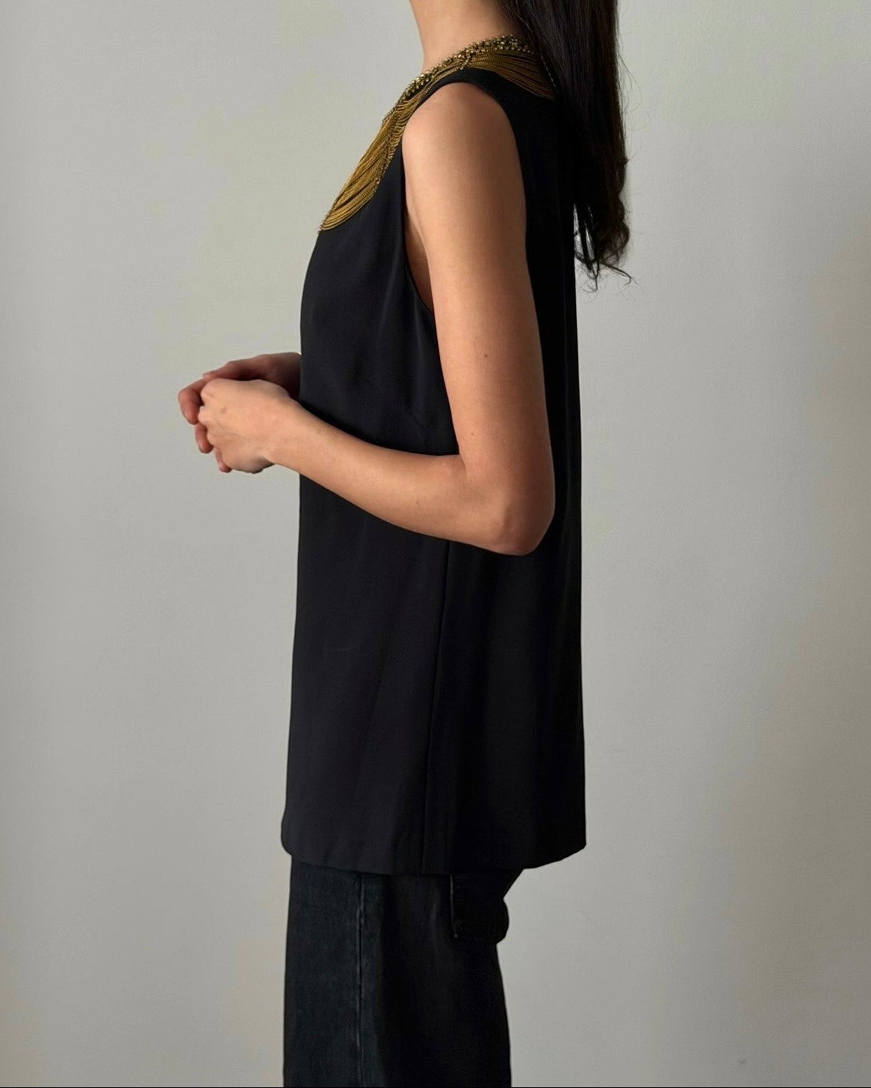 Ralph Lauren Purple Label Silk Blend Top – FW2008 Black & Gold Chain