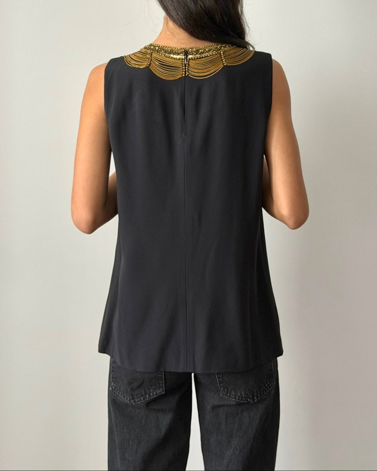 Ralph Lauren Purple Label Silk Blend Top – FW2008 Black & Gold Chain