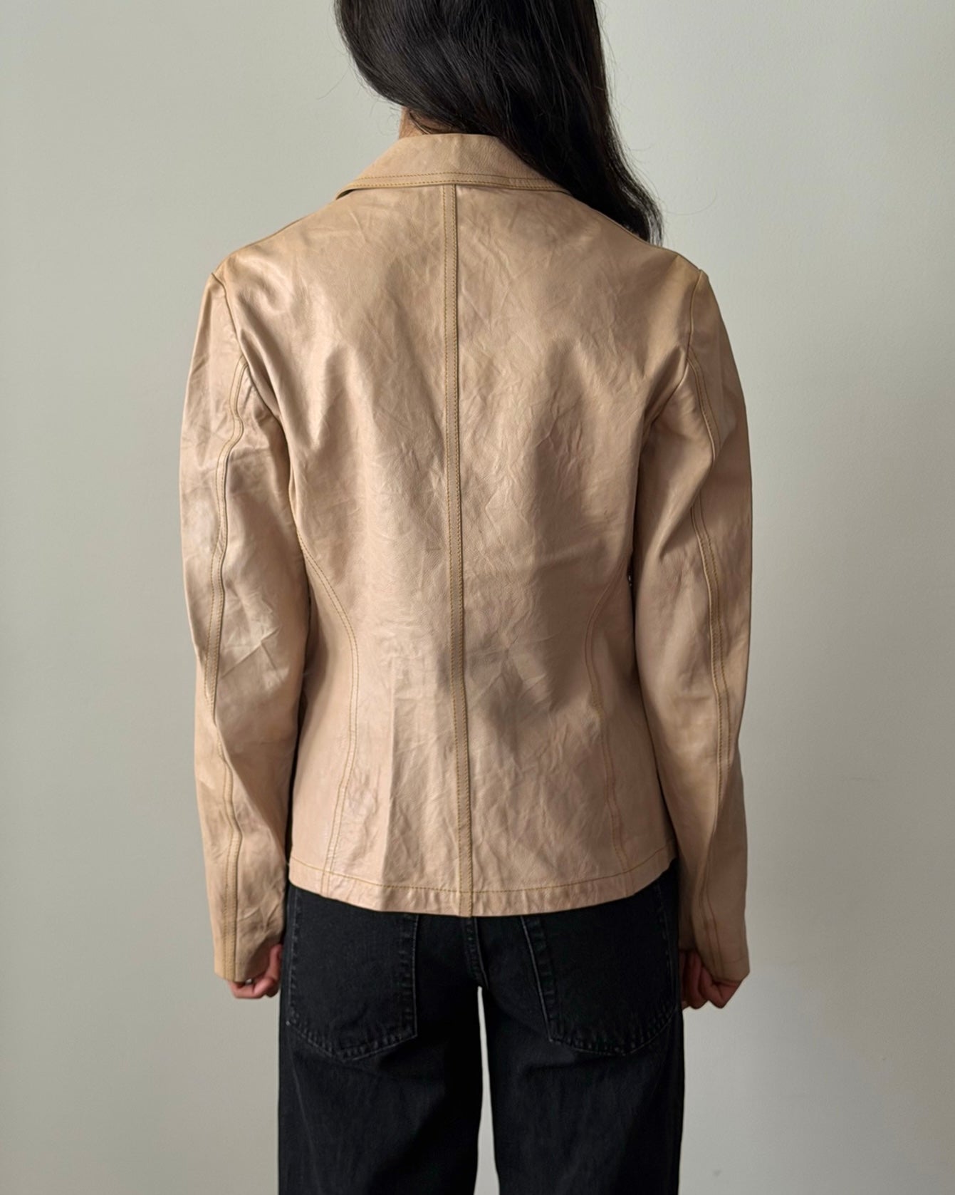 Jil Sander 1996 Leather Blazer – Beige Sand