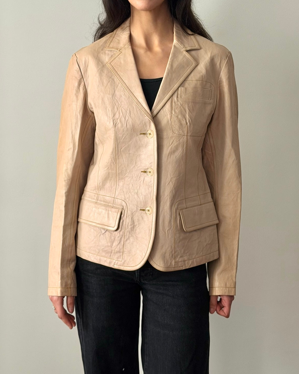 Jil Sander 1996 Leather Blazer – Beige Sand