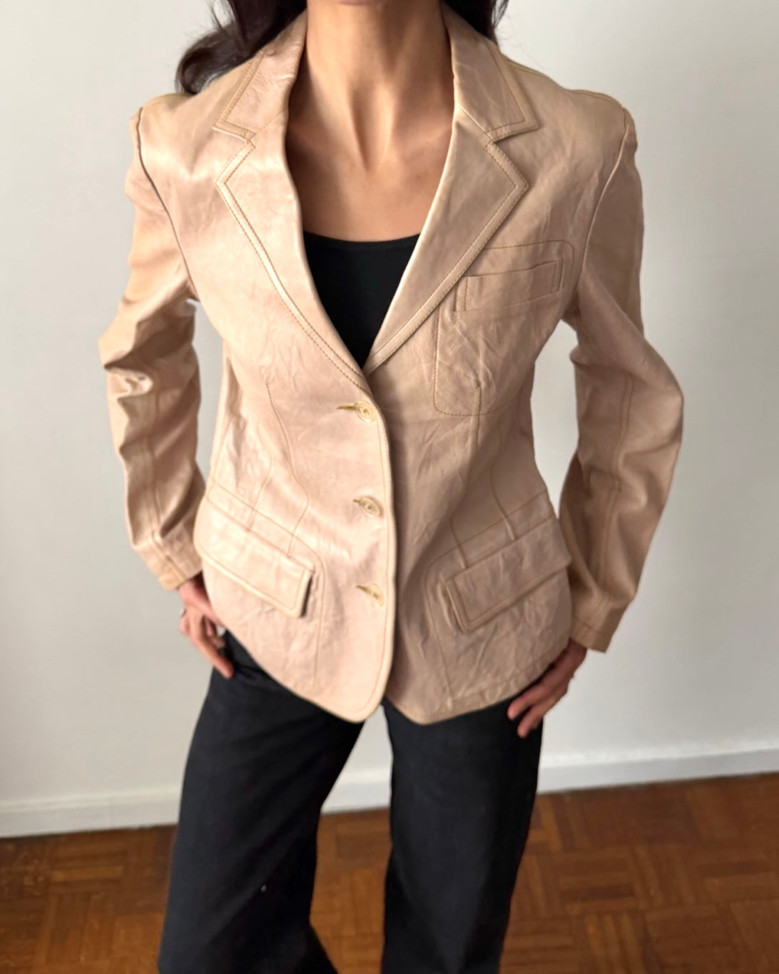 Jil Sander 1996 Leather Blazer – Beige Sand