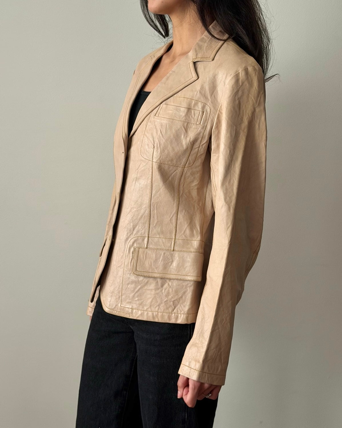 Jil Sander 1996 Leather Blazer – Beige Sand