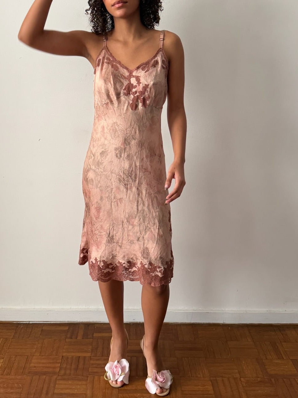 Lolita Lempicka FW1998 Floral Satin Midi Dress