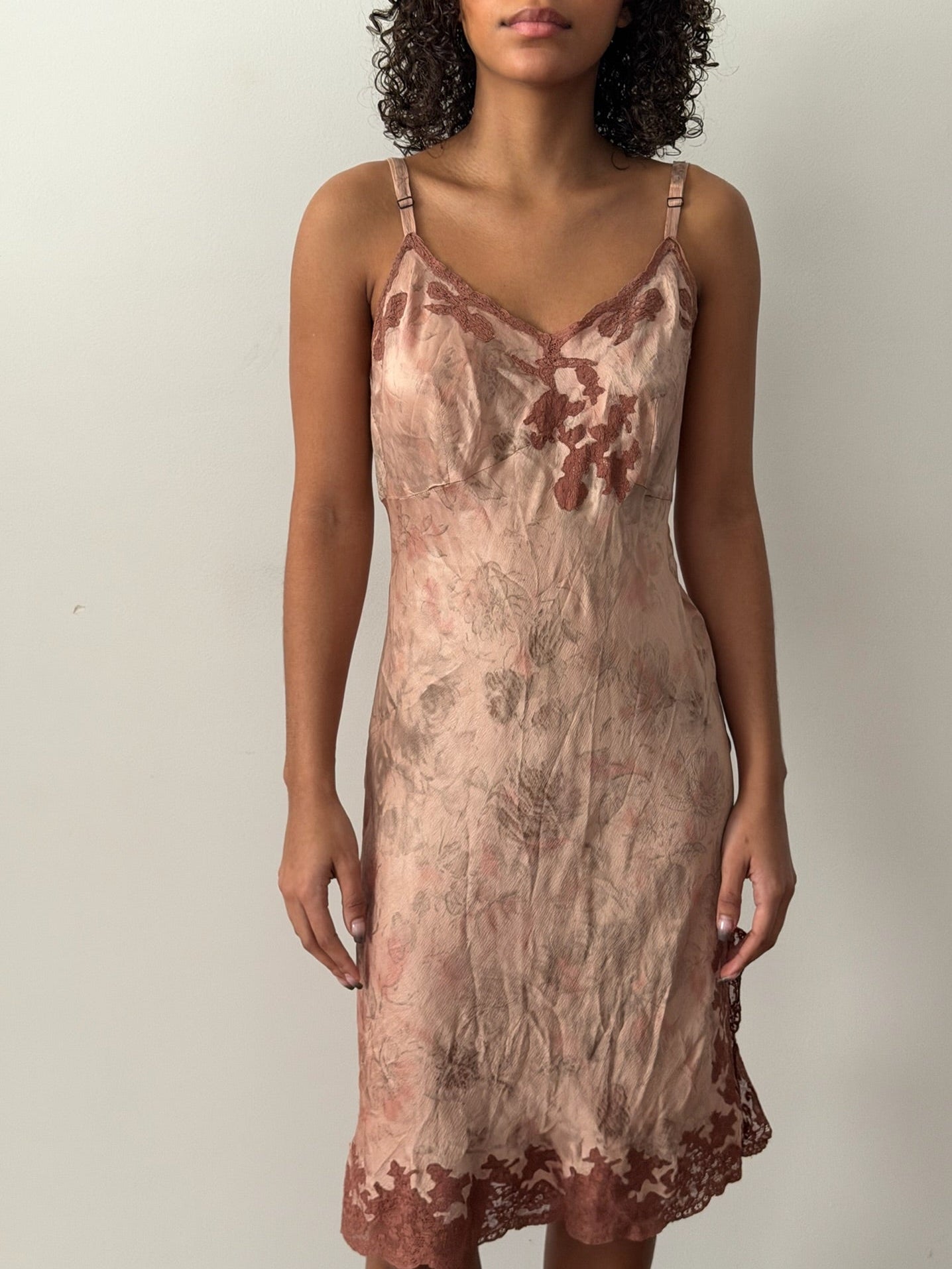 Lolita Lempicka FW1998 Floral Satin Midi Dress