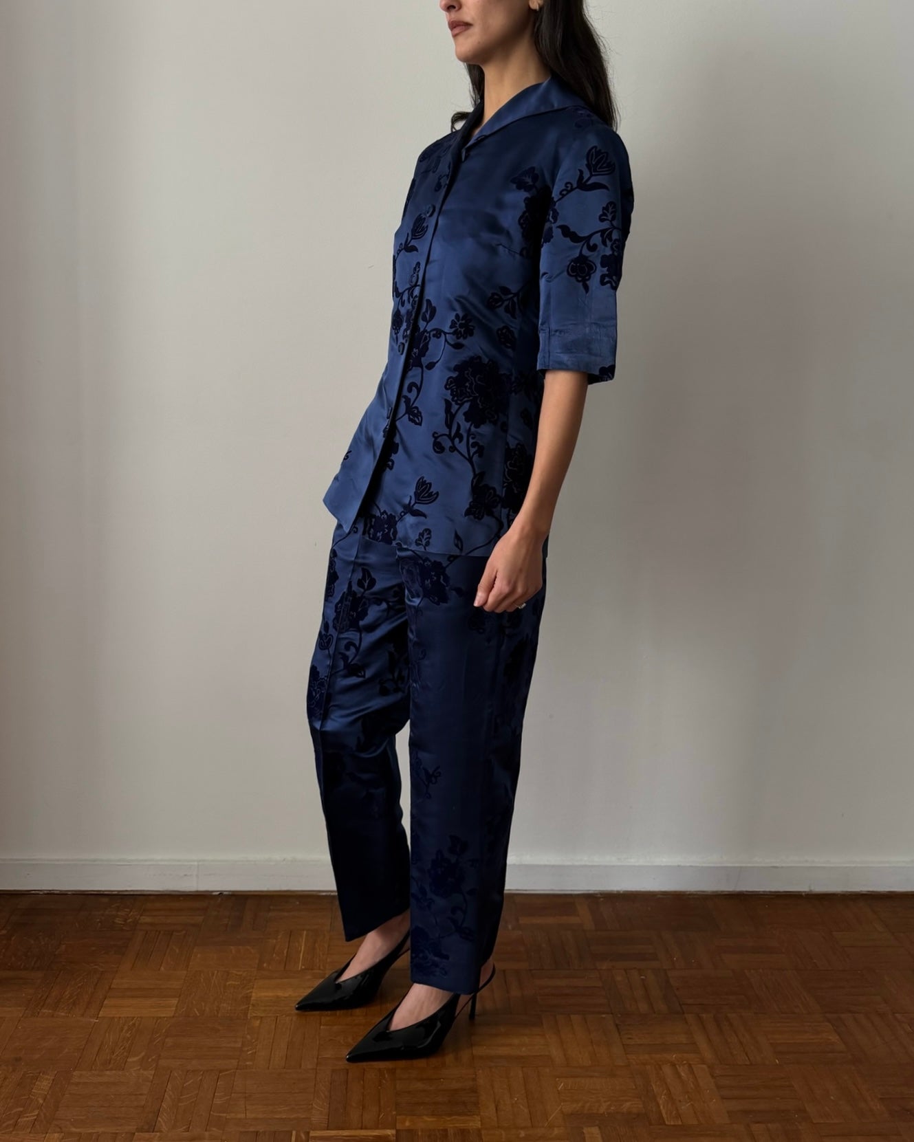 Alberta Ferretti FW1997 Velvet Embroidered Satin Set