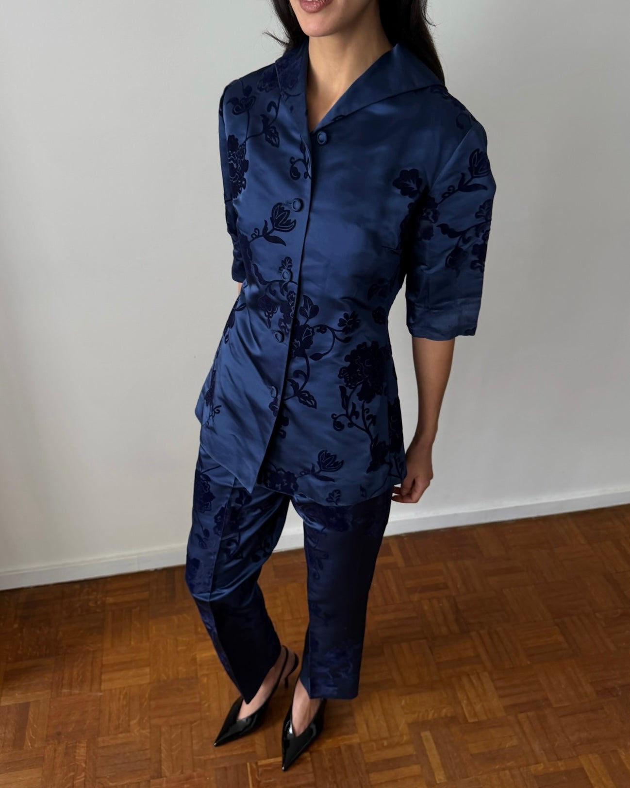 Alberta Ferretti FW1997 Velvet Embroidered Satin Set