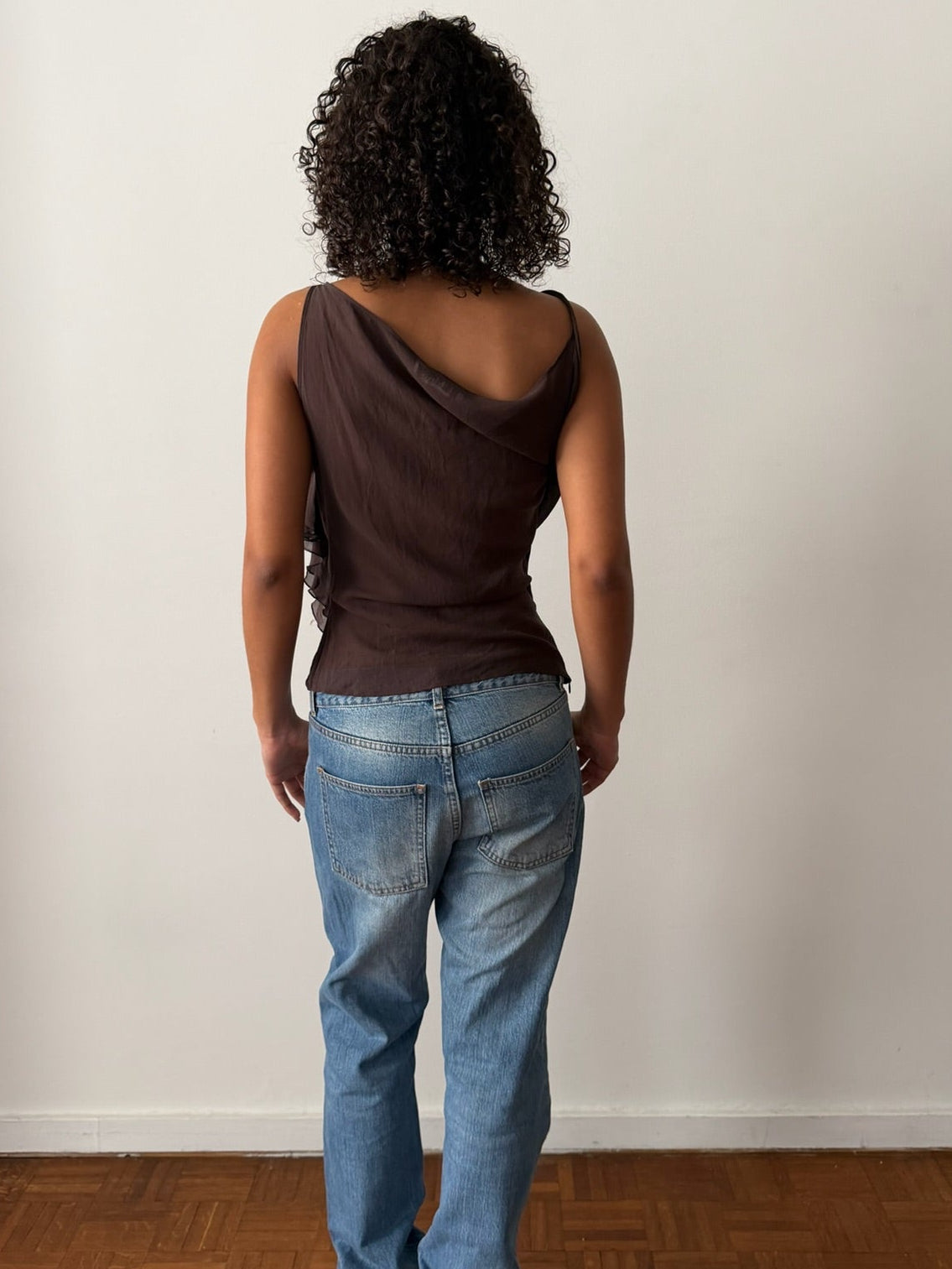 Chloé by Stella McCartney SS2001 Asymmetric Brown Silk Draped Top