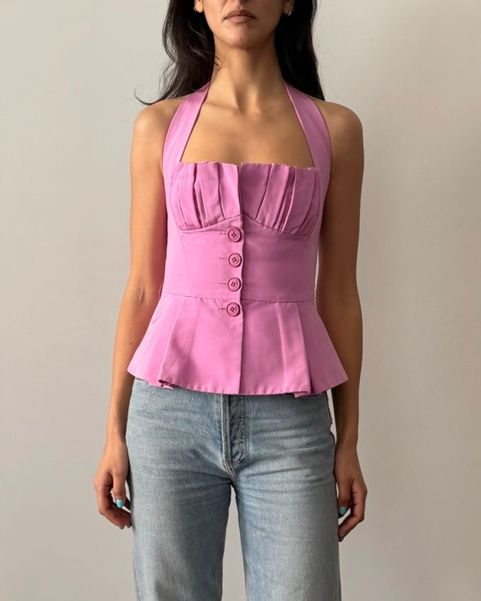 Christian Dior by John Galliano SS2009 Silk Bustier Top – Candy Pink