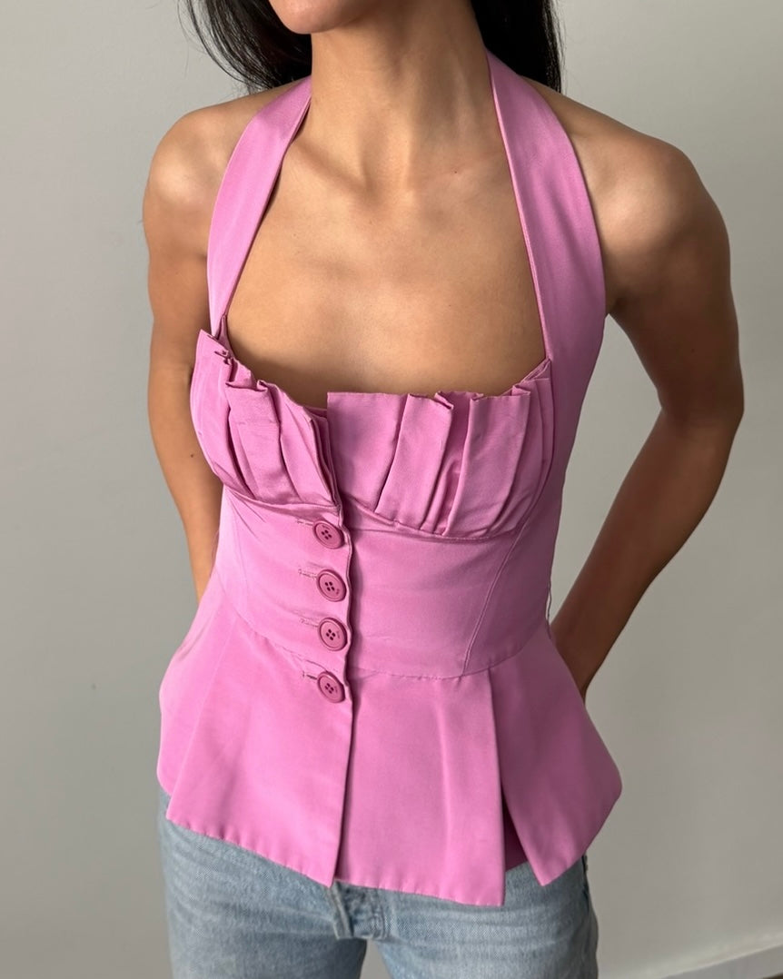 Christian Dior by John Galliano SS2009 Silk Bustier Top – Candy Pink