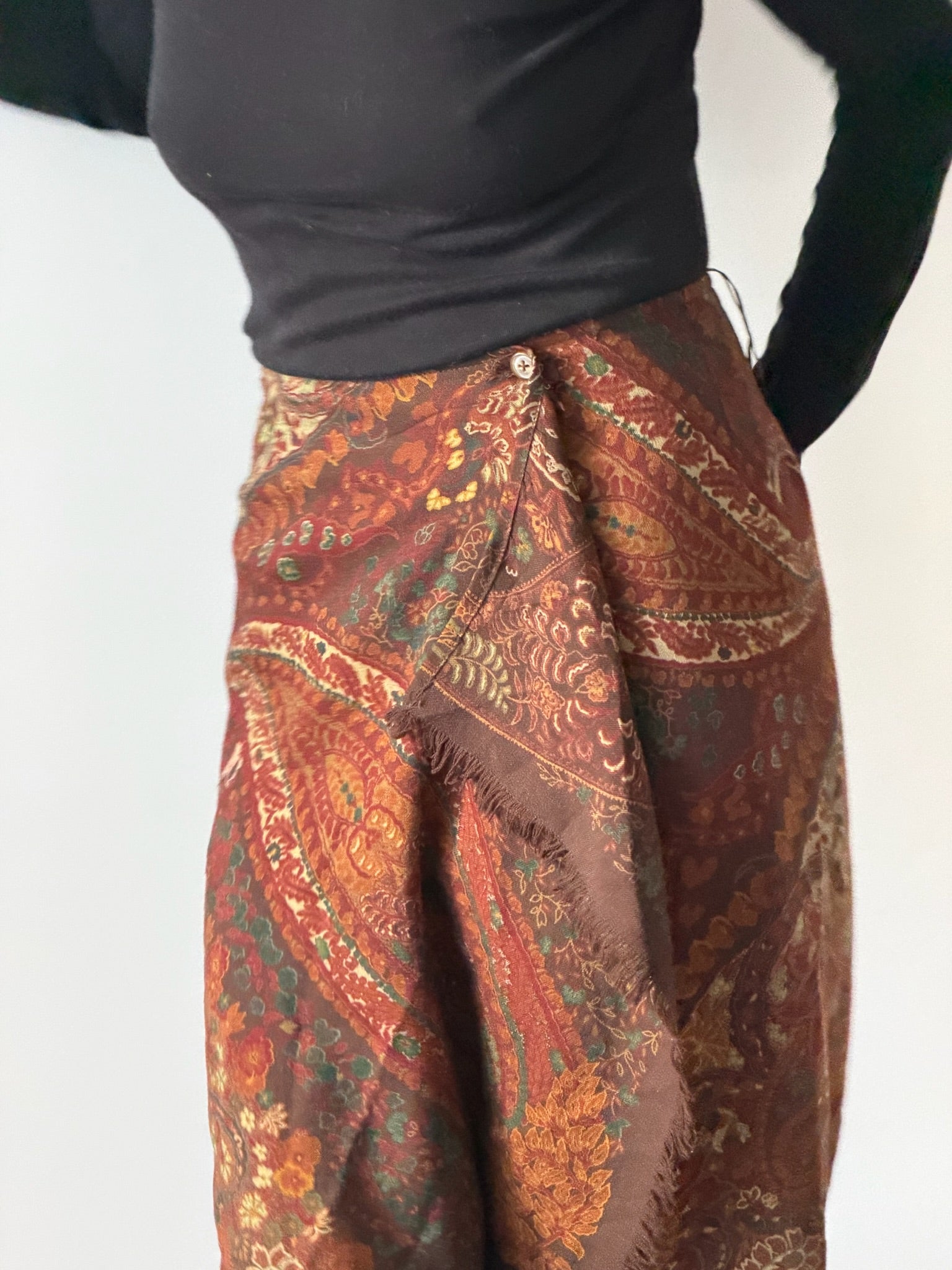 Vintage Paisley Wool Wrap Skirt
