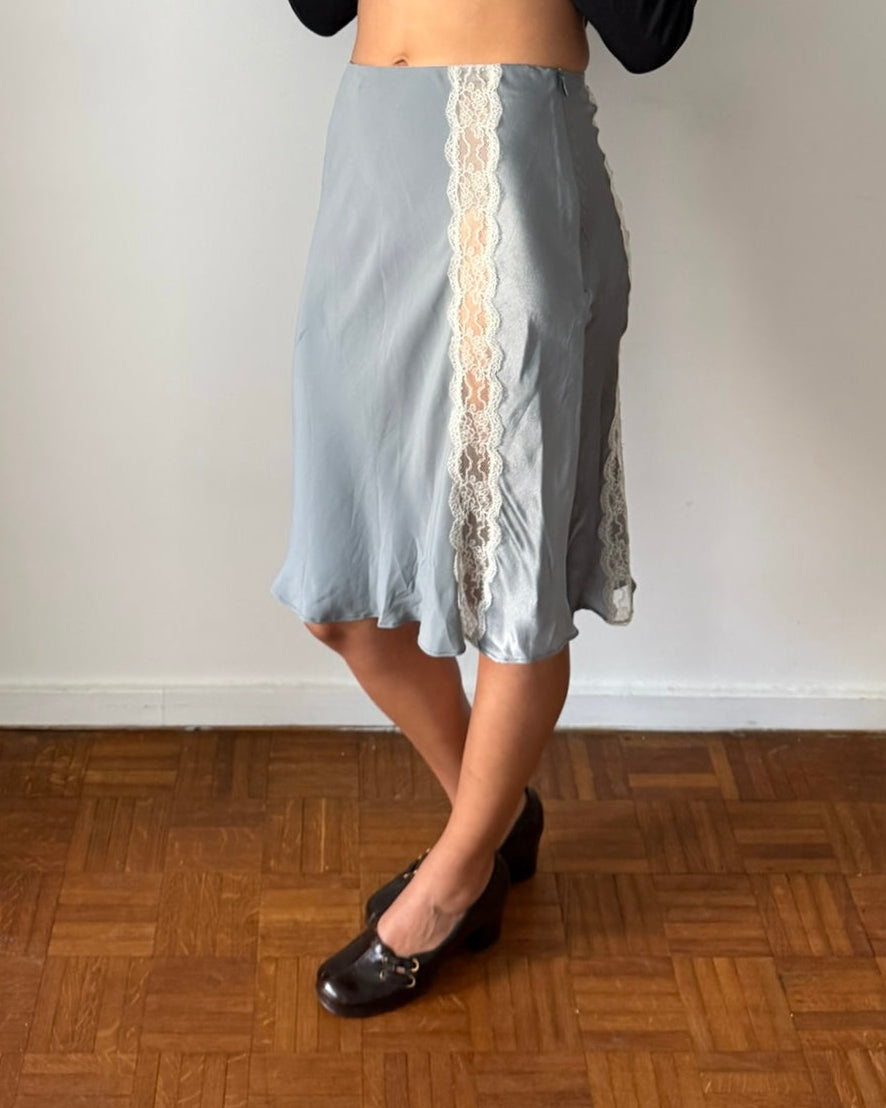 Blumarine FW1998 Romantic Silk & Lace Skirt
