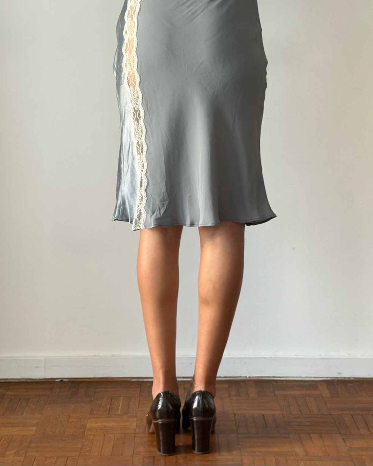 Blumarine FW1998 Romantic Silk & Lace Skirt