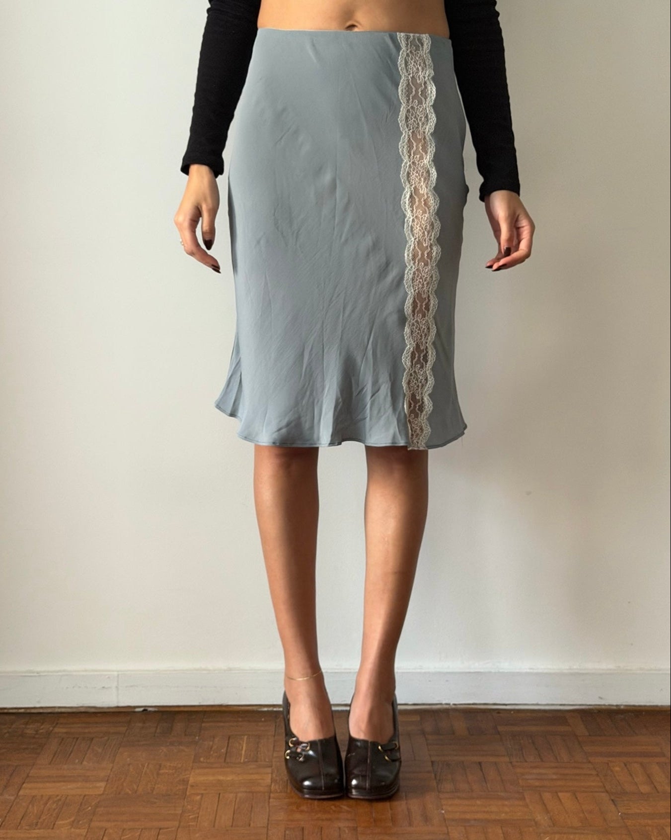 Blumarine FW1998 Romantic Silk & Lace Skirt