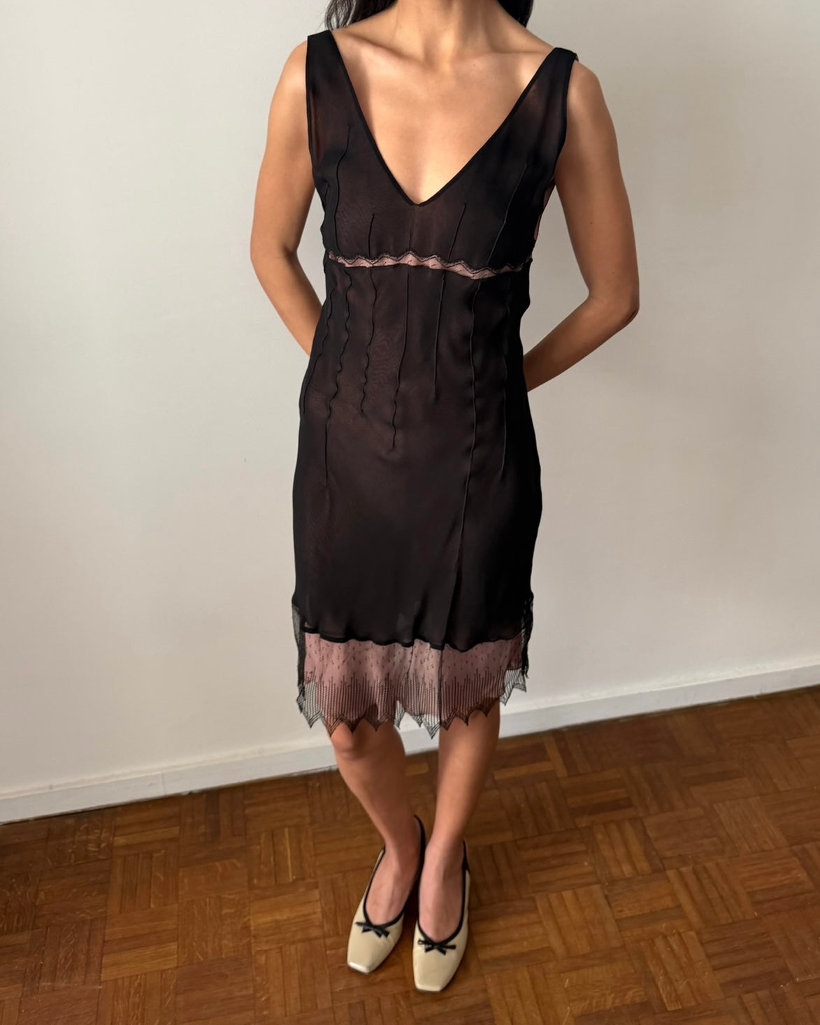 vintage blumarine dress Blumarine SS1999 Silk Lace Mini Dress – Black IT 42