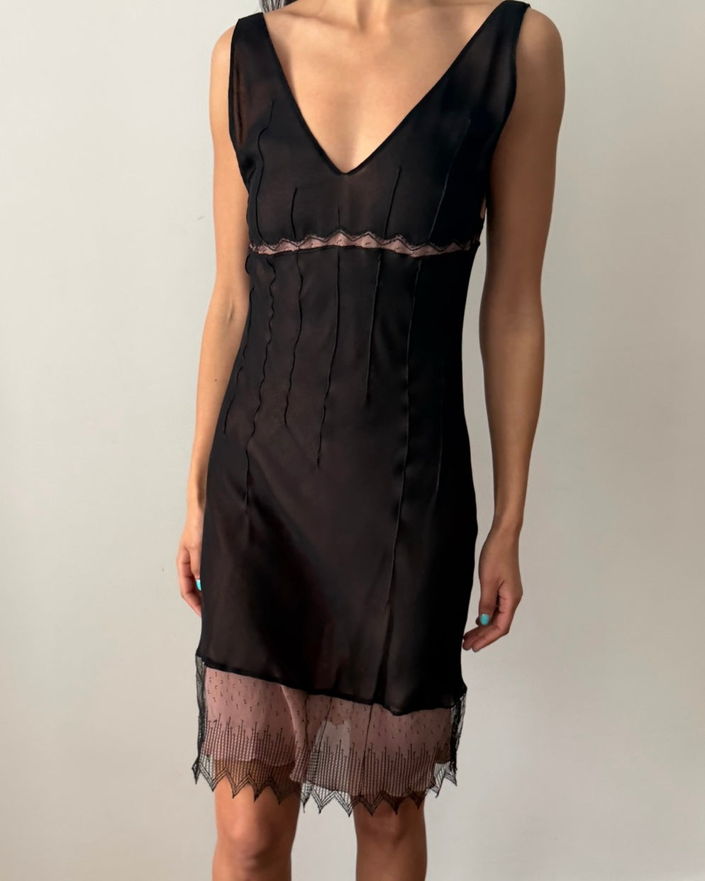 Blumarine SS1999 Runway Silk Lace Mini Dress