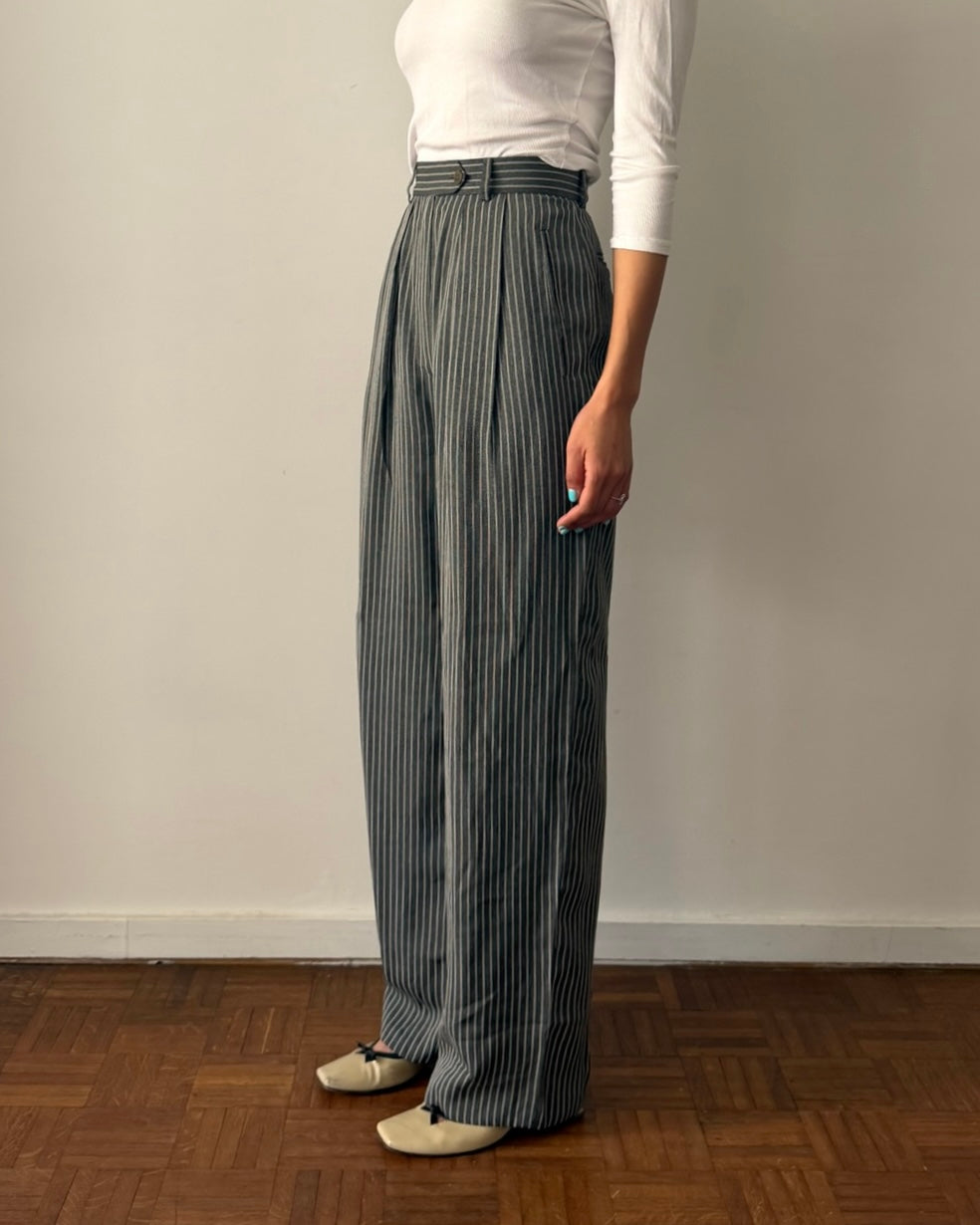 Giorgio Armani 1990s Wide-Leg Pinstripe Trousers