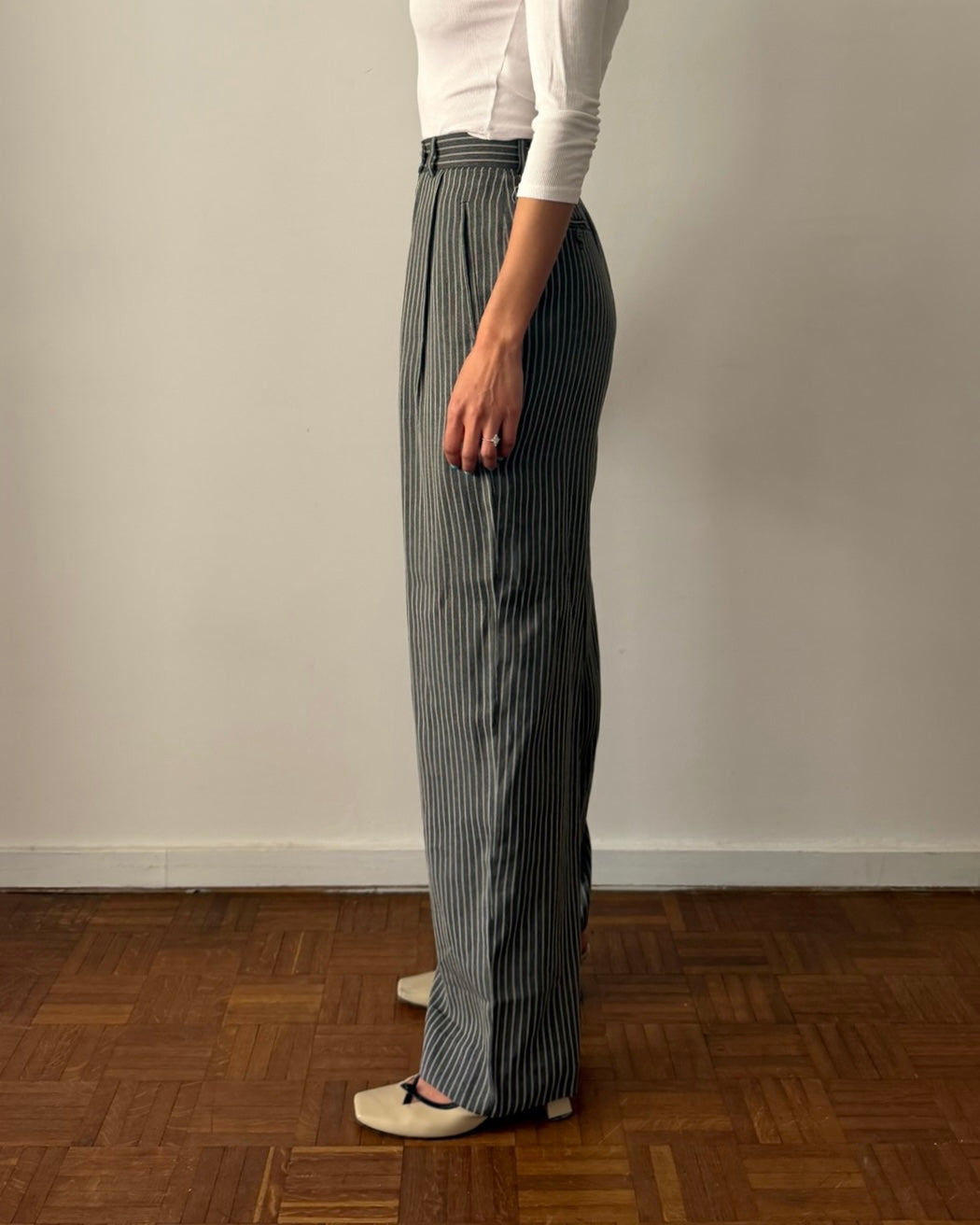 Giorgio Armani 1990s Wide-Leg Pinstripe Trousers