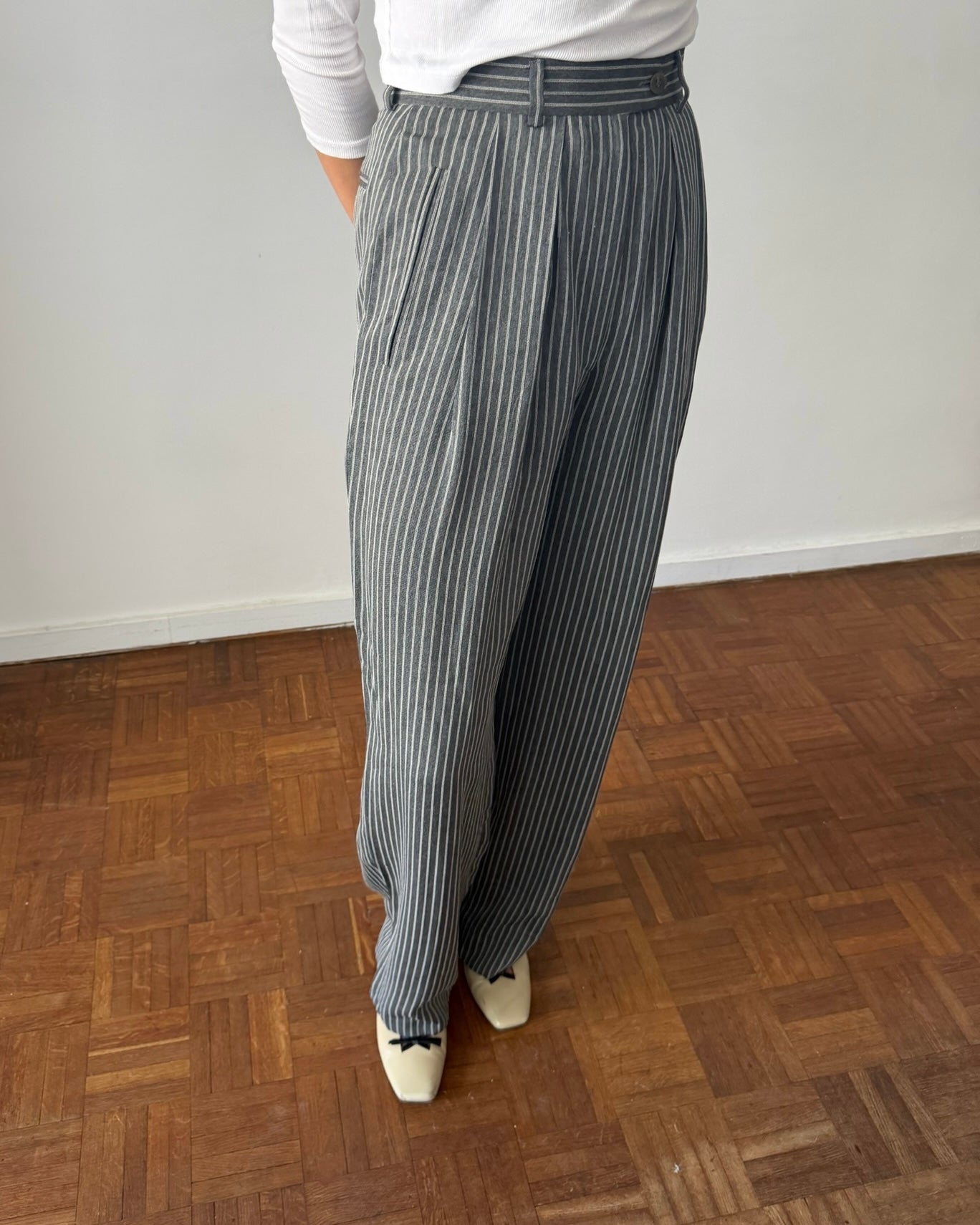 Giorgio Armani 1990s Wide-Leg Pinstripe Trousers