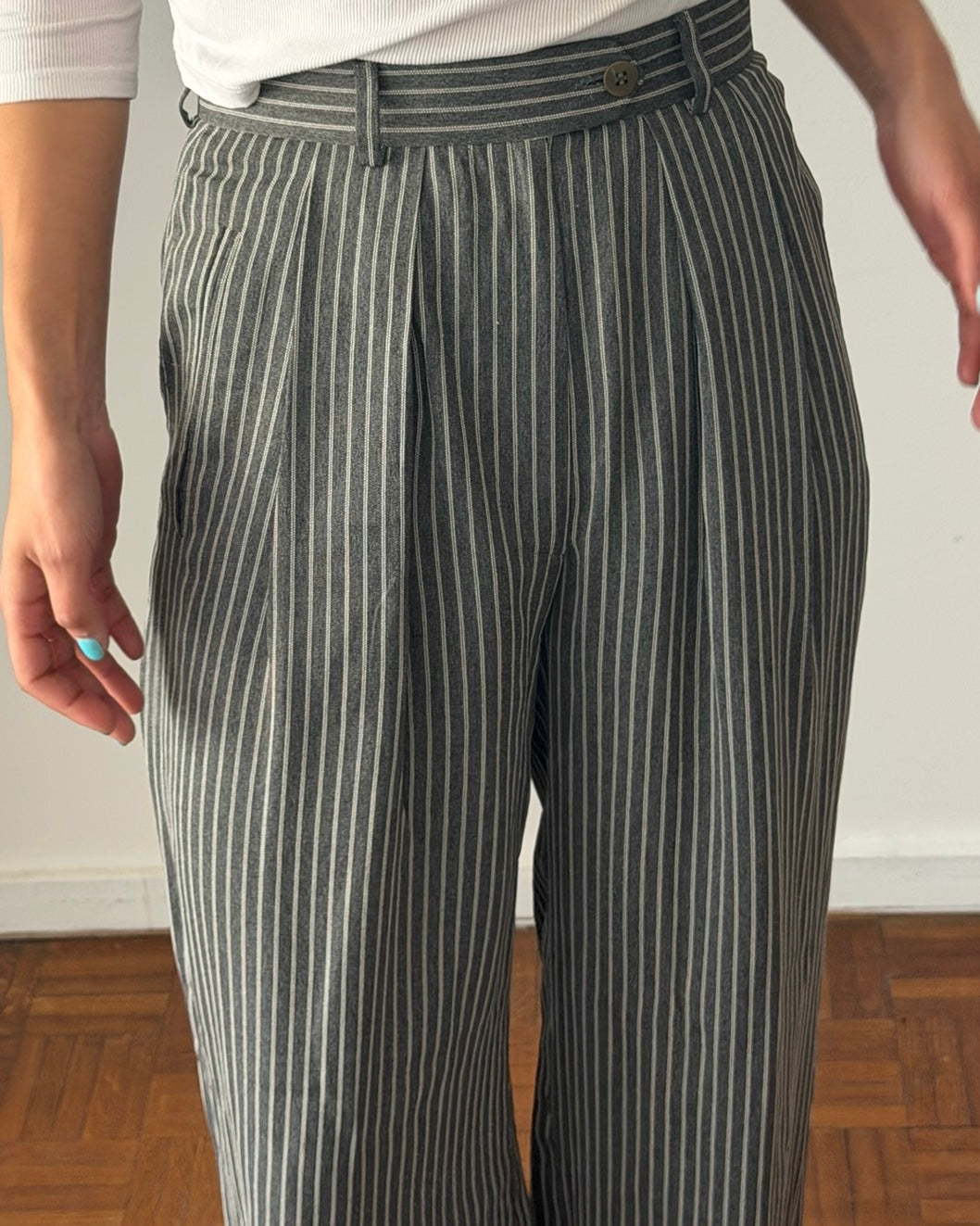 Giorgio Armani 1990s Wide-Leg Pinstripe Trousers
