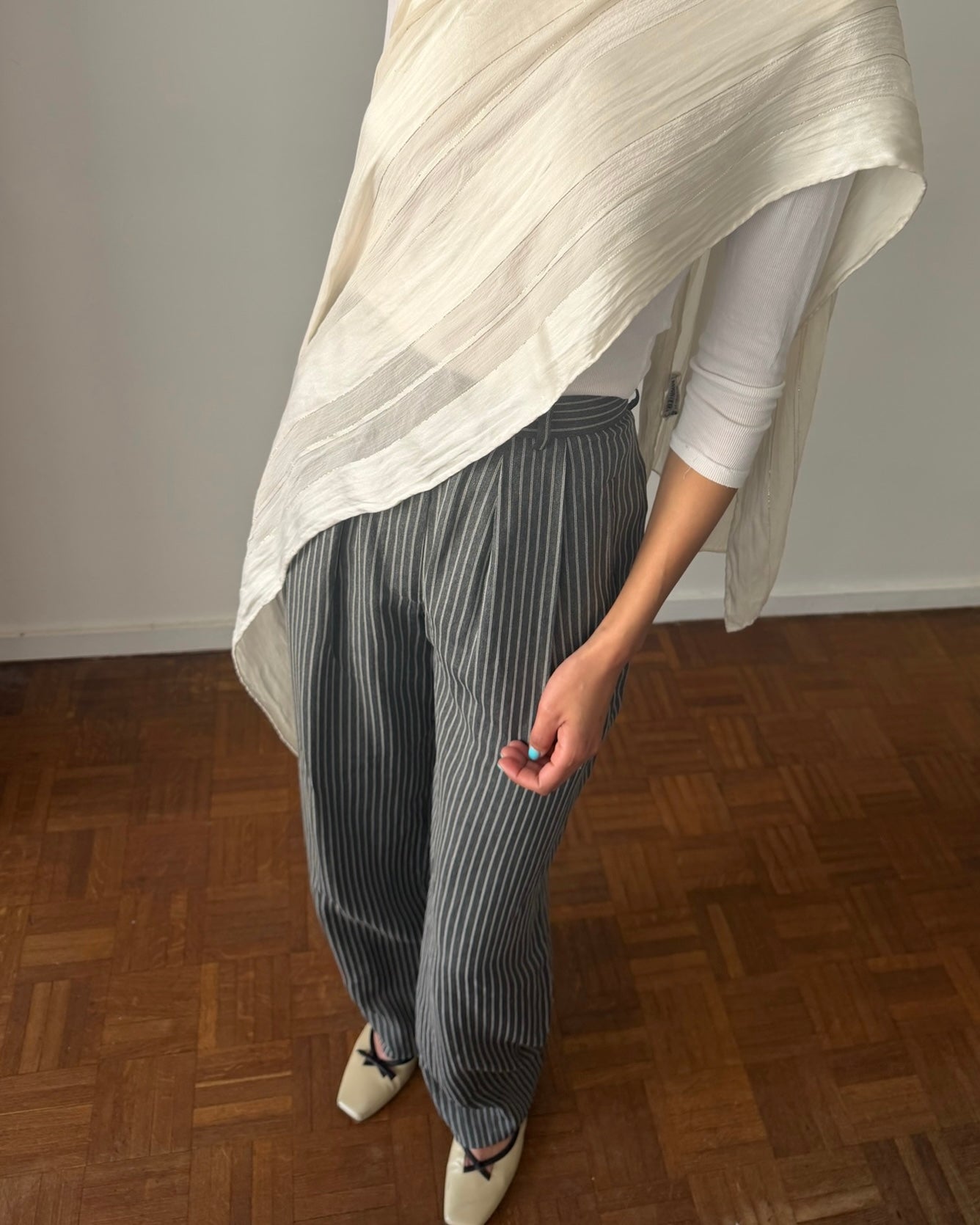 Giorgio Armani 1990s Wide-Leg Pinstripe Trousers