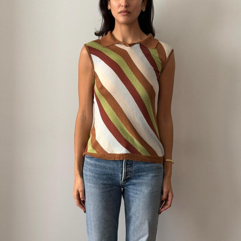 Blumarine SS1997 Stripes Polo Top