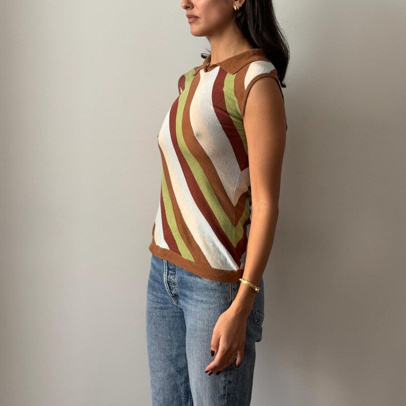 Blumarine SS1997 Stripes Polo Top