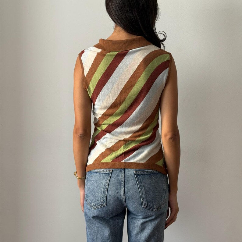 Blumarine SS1997 Stripes Polo Top