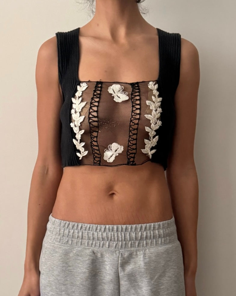 Blumarine SS1994 Mesh Draped Top