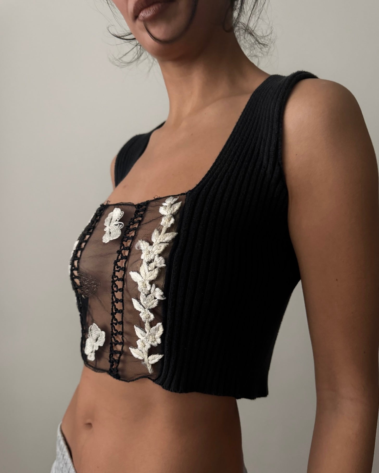 Blumarine SS1994 Mesh Draped Top