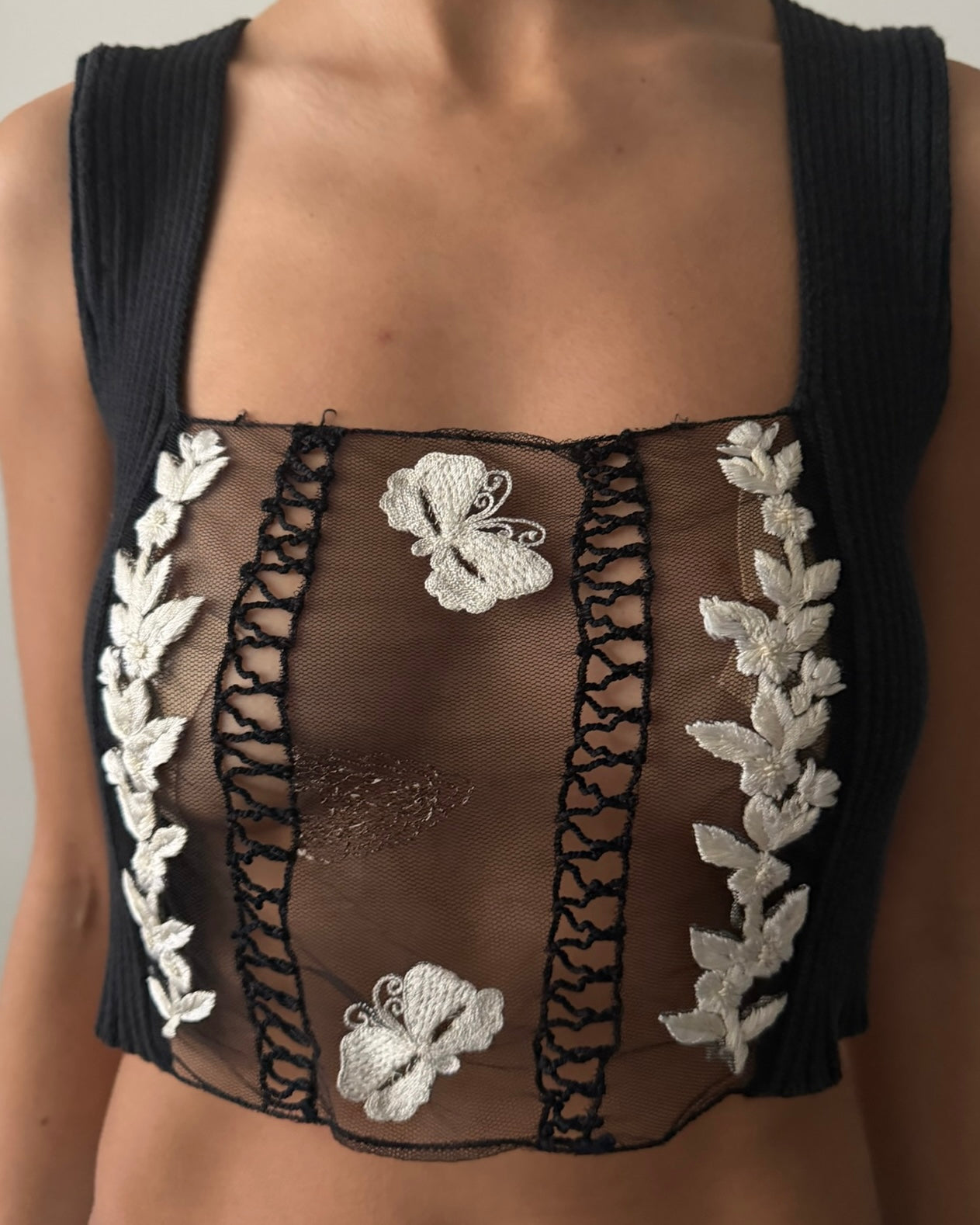 Blumarine SS1994 Mesh Draped Top