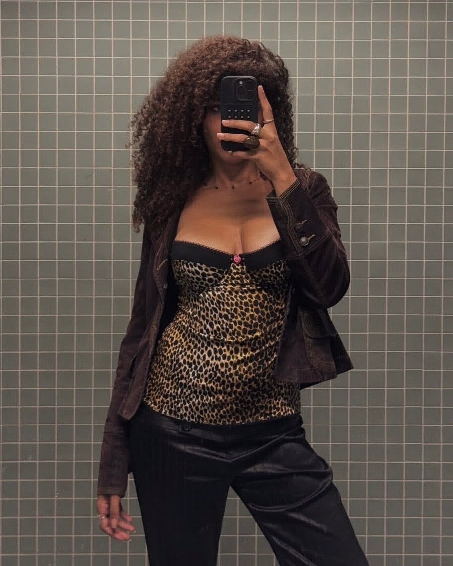 Dolce & Gabbana 2000s Leopard Silk Corset Top