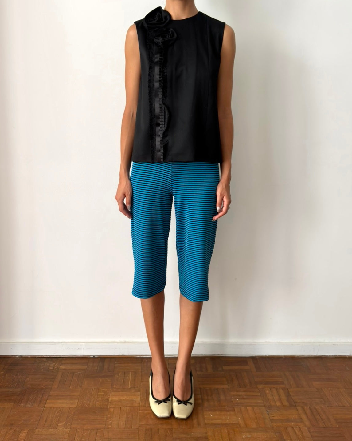 Kenzo 1990s Floral Rosette Sleeveless Top