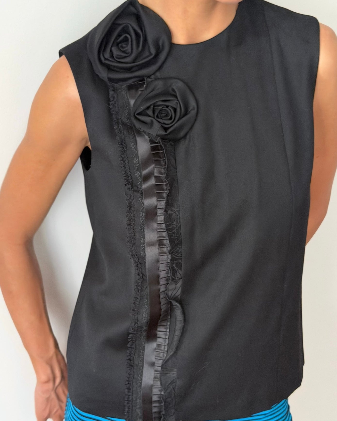 Kenzo 1990s Floral Rosette Sleeveless Top