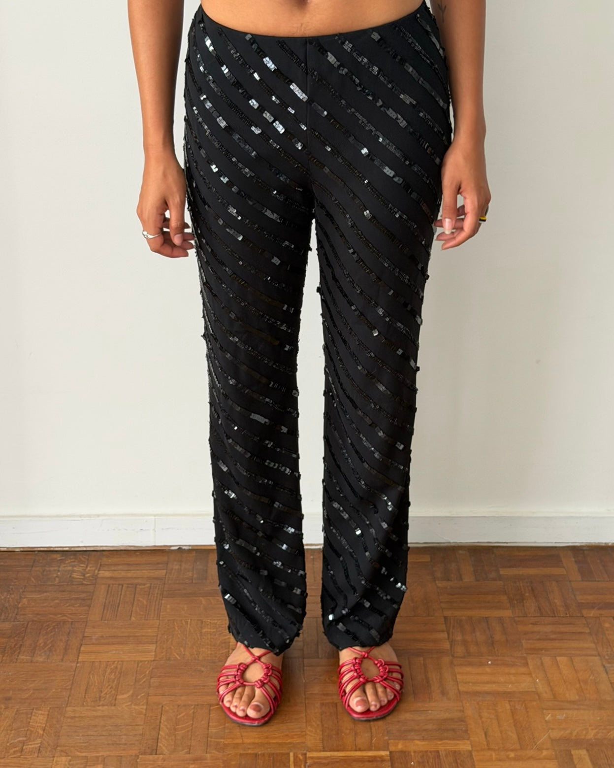 Giorgio Armani Fall/Winter 1996 Sequined Sheer Stripe Trousers