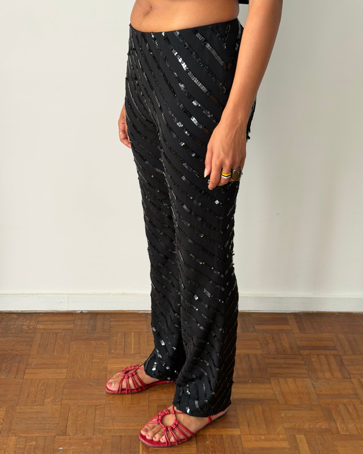 Giorgio Armani Fall/Winter 1996 Sequined Sheer Stripe Trousers