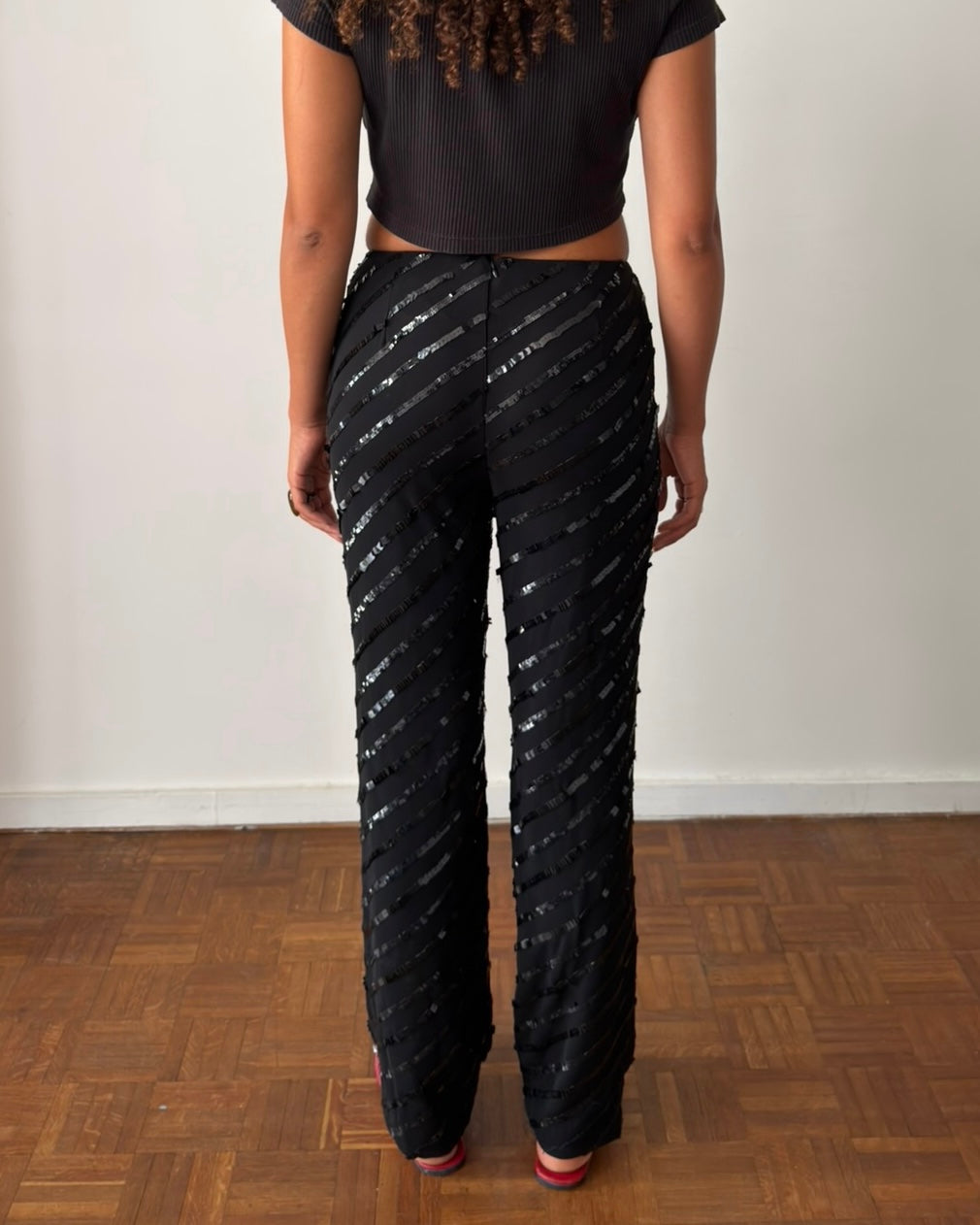 Giorgio Armani Fall/Winter 1996 Sequined Sheer Stripe Trousers