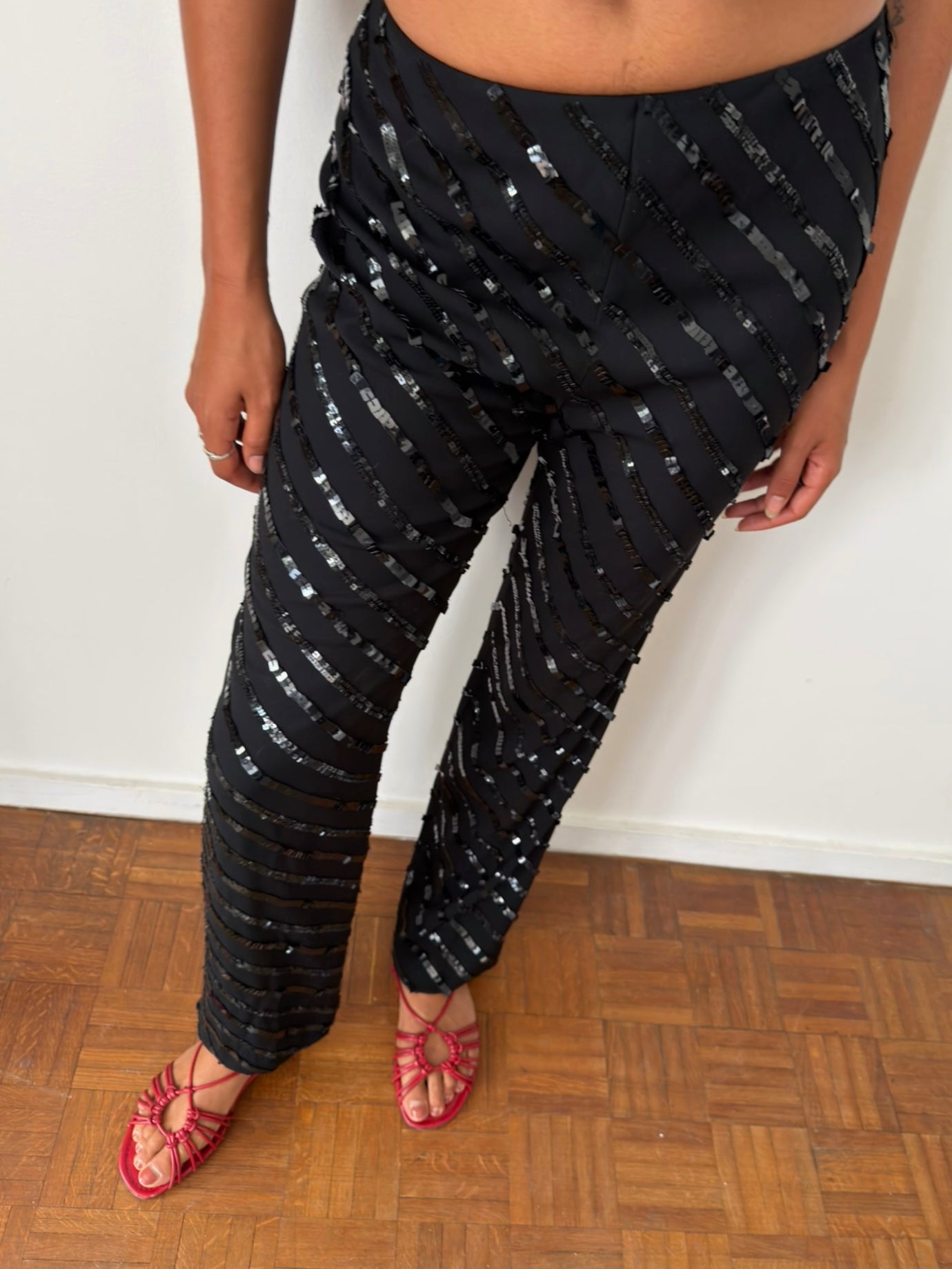 Giorgio Armani Fall/Winter 1996 Sequined Sheer Stripe Trousers