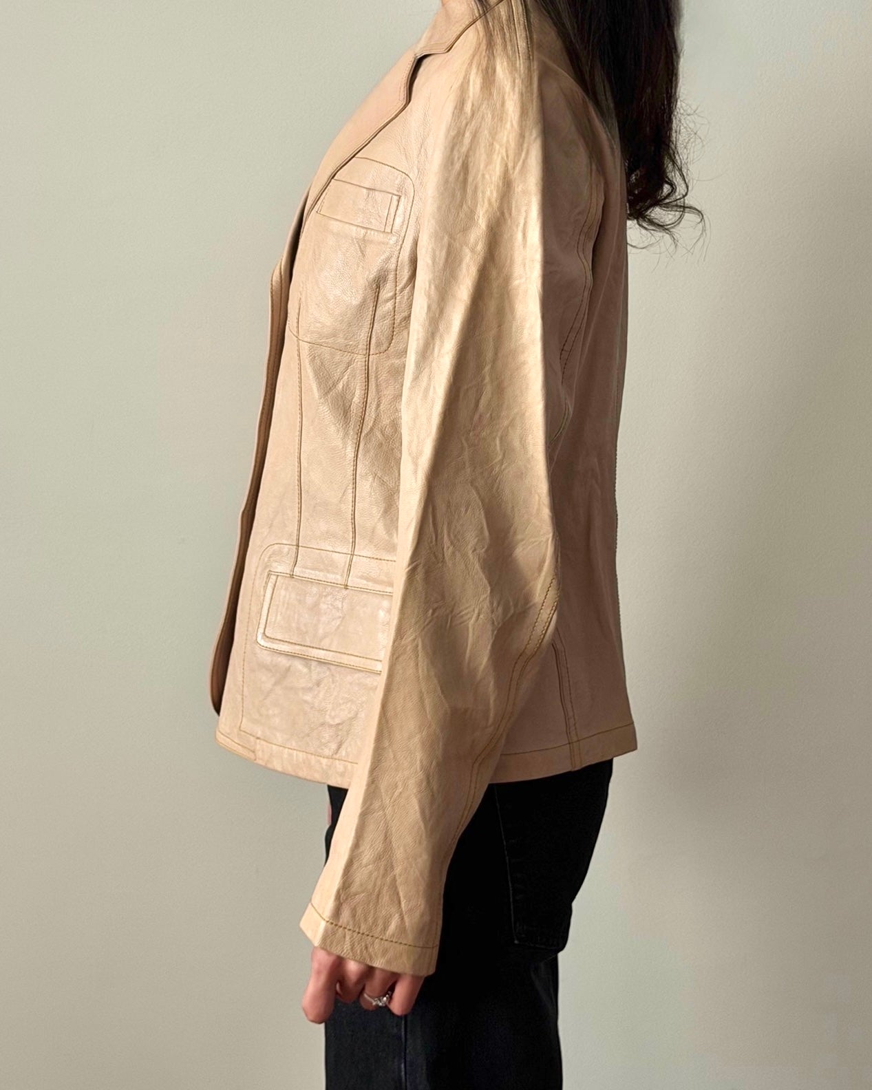 Jil Sander 1996 Leather Blazer – Beige Sand