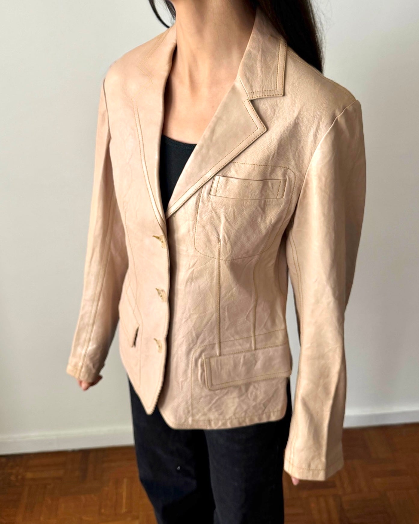 Jil Sander 1996 Leather Blazer – Beige Sand