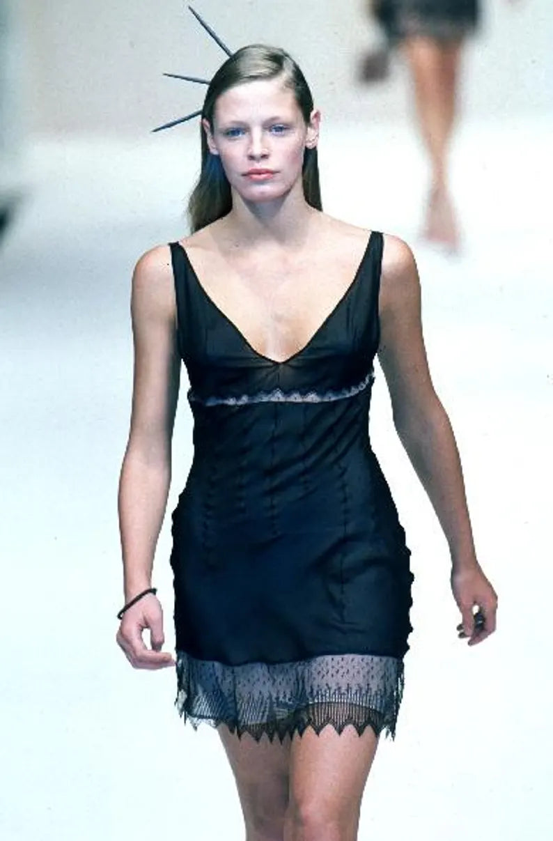 Blumarine SS1999 Runway Silk Lace Mini Dress