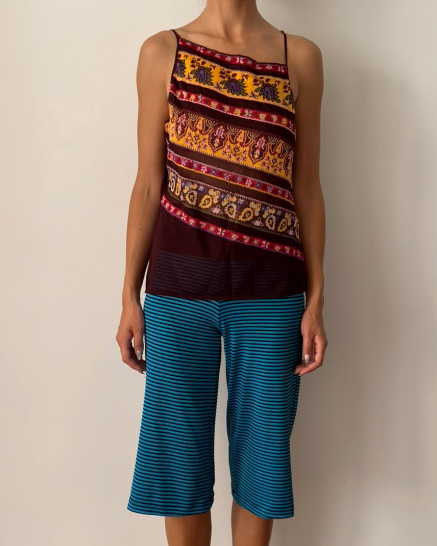 Kenzo Fall/Winter 1995 Asymmetric Printed Mesh Top
