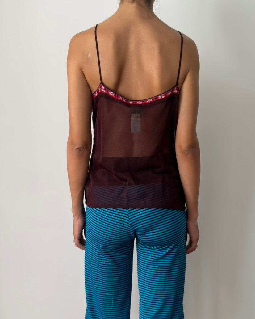 Kenzo Fall/Winter 1995 Asymmetric Printed Mesh Top