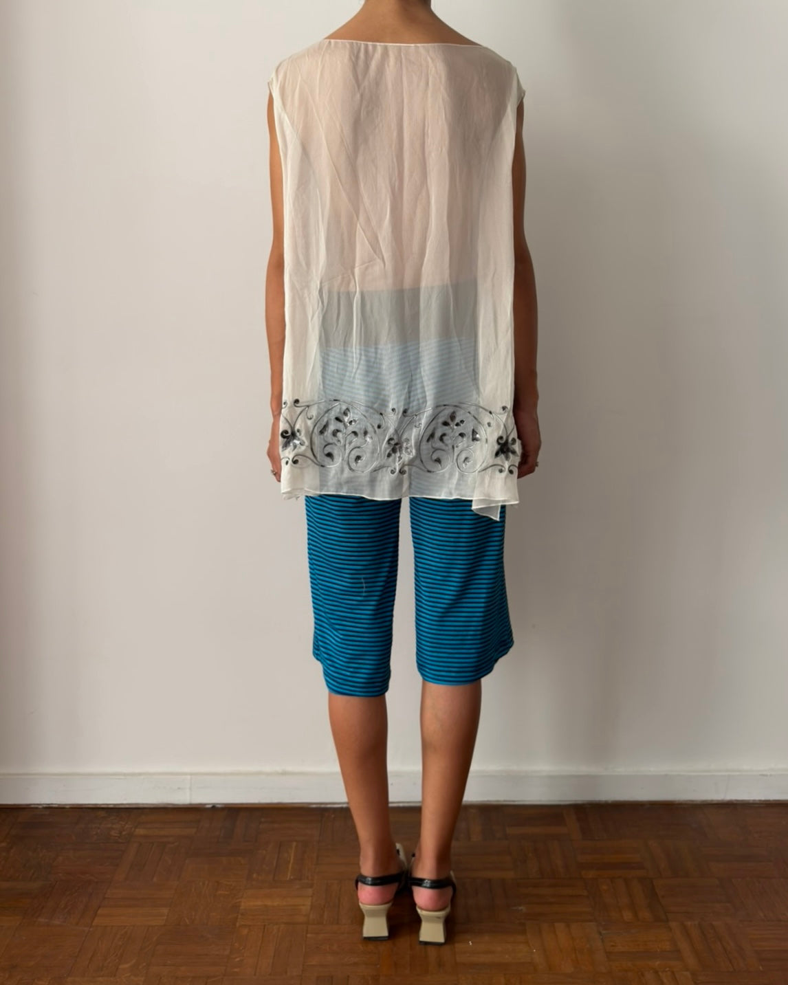 Alberta Ferretti 2000s Sheer Silk Embroidered Tunic