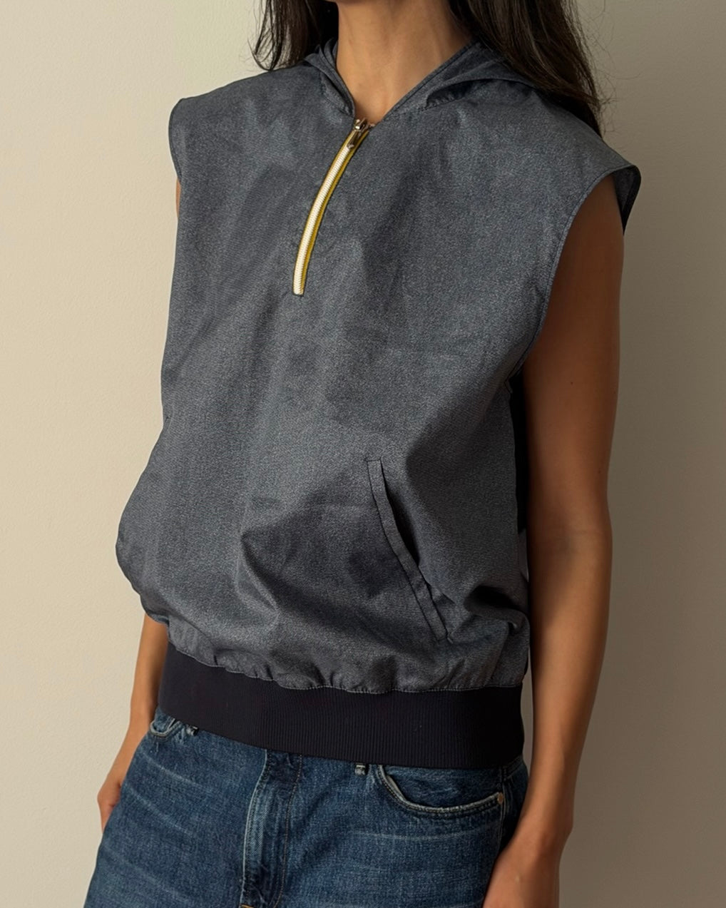 Miu Miu SS1999 Sleeveless Hooded Top – Blue Grey