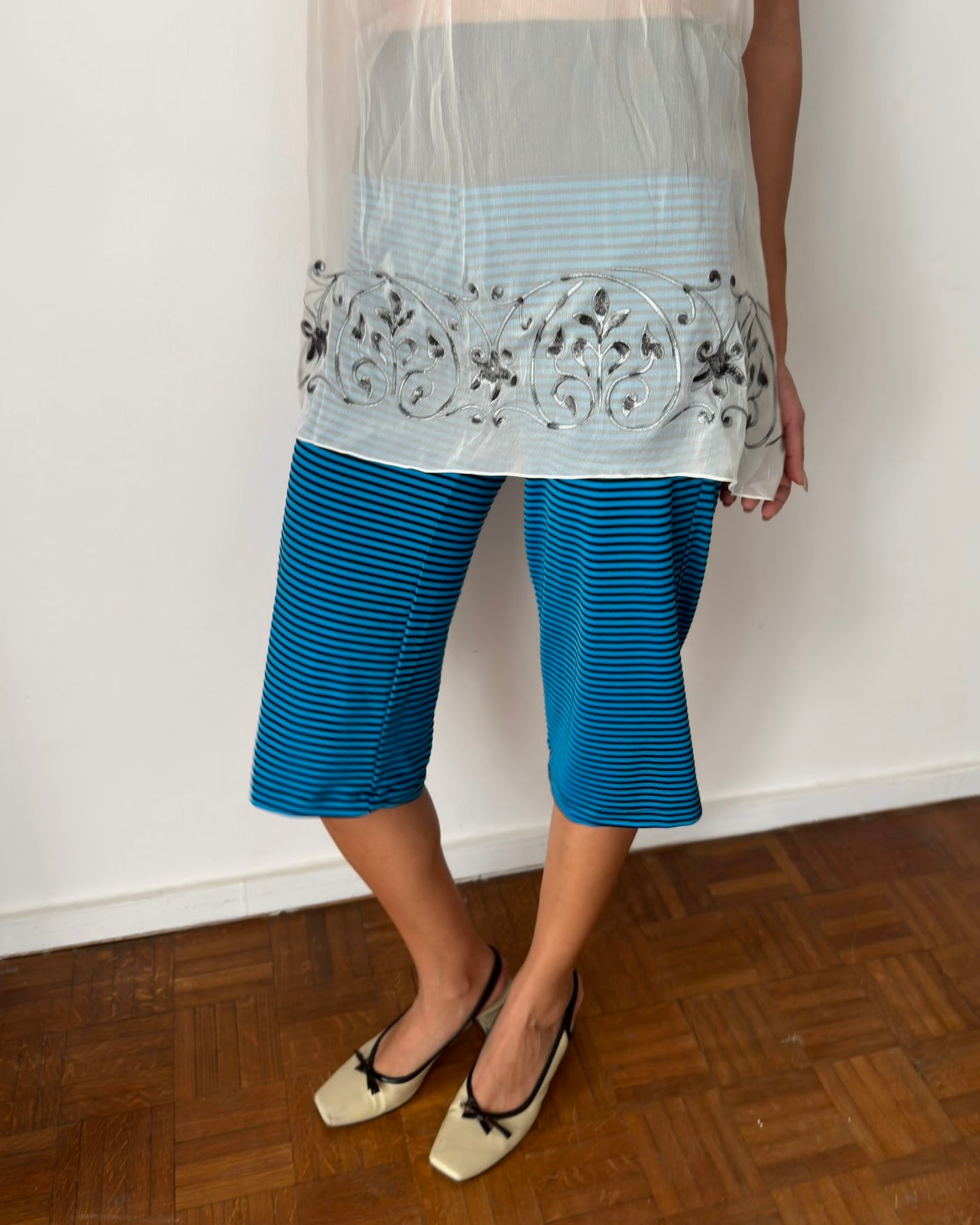 Alberta Ferretti 2000s Sheer Silk Embroidered Tunic