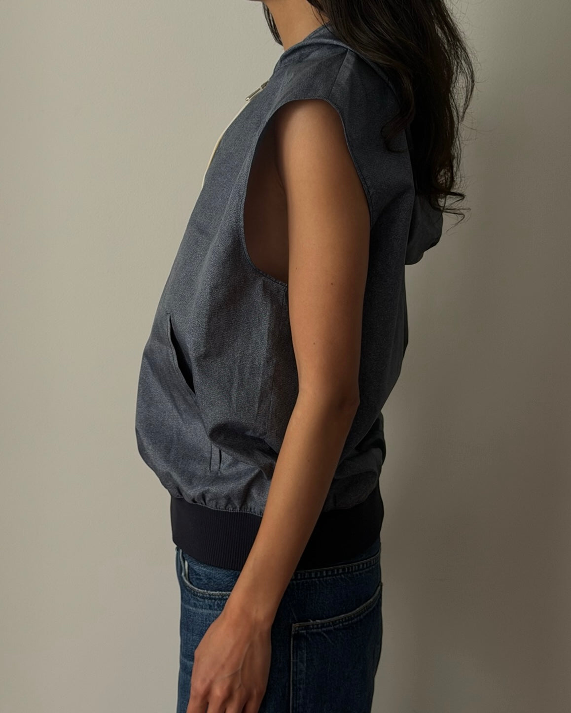 Miu Miu SS1999 Sleeveless Hooded Top – Blue Grey