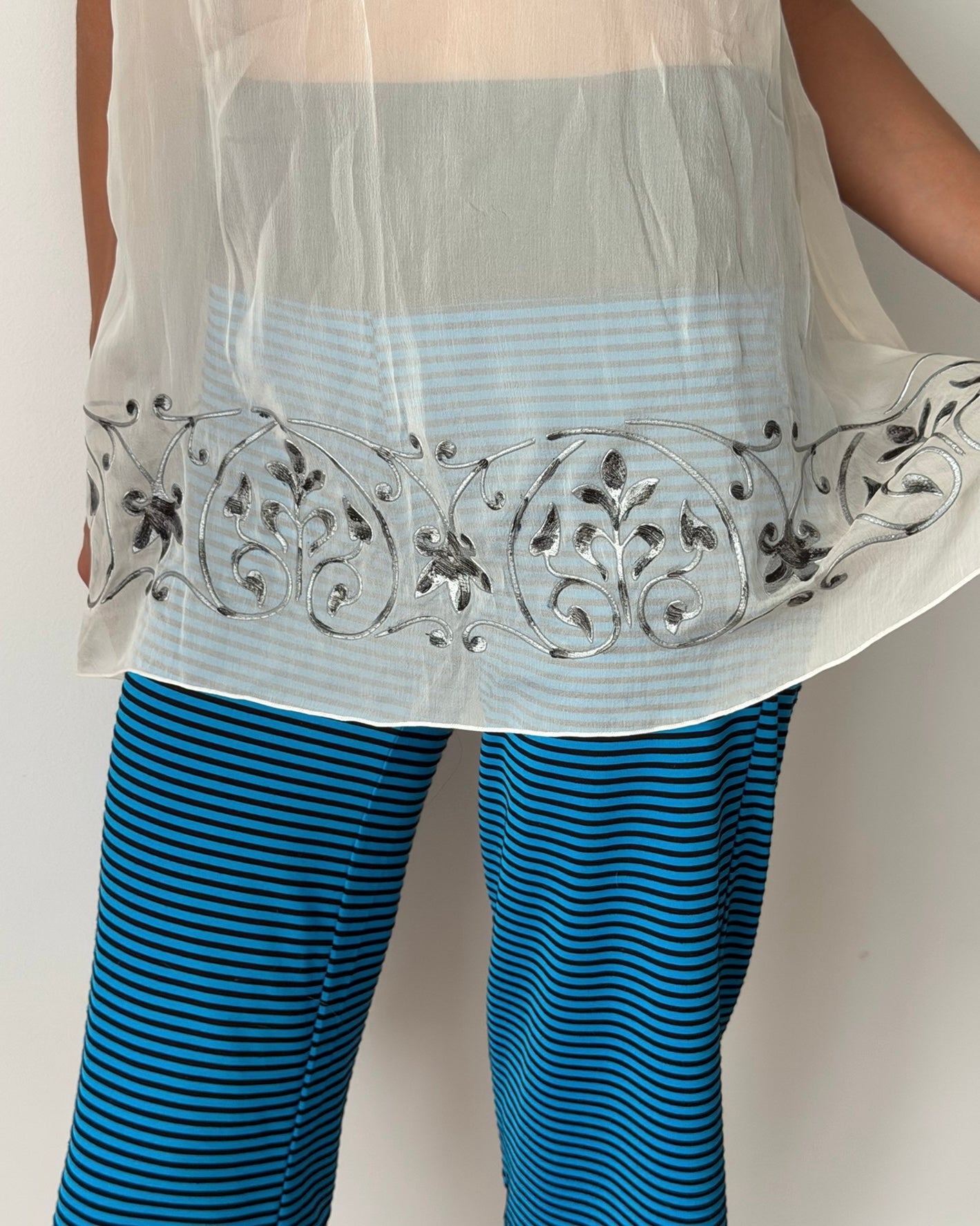 Alberta Ferretti 2000s Sheer Silk Embroidered Tunic