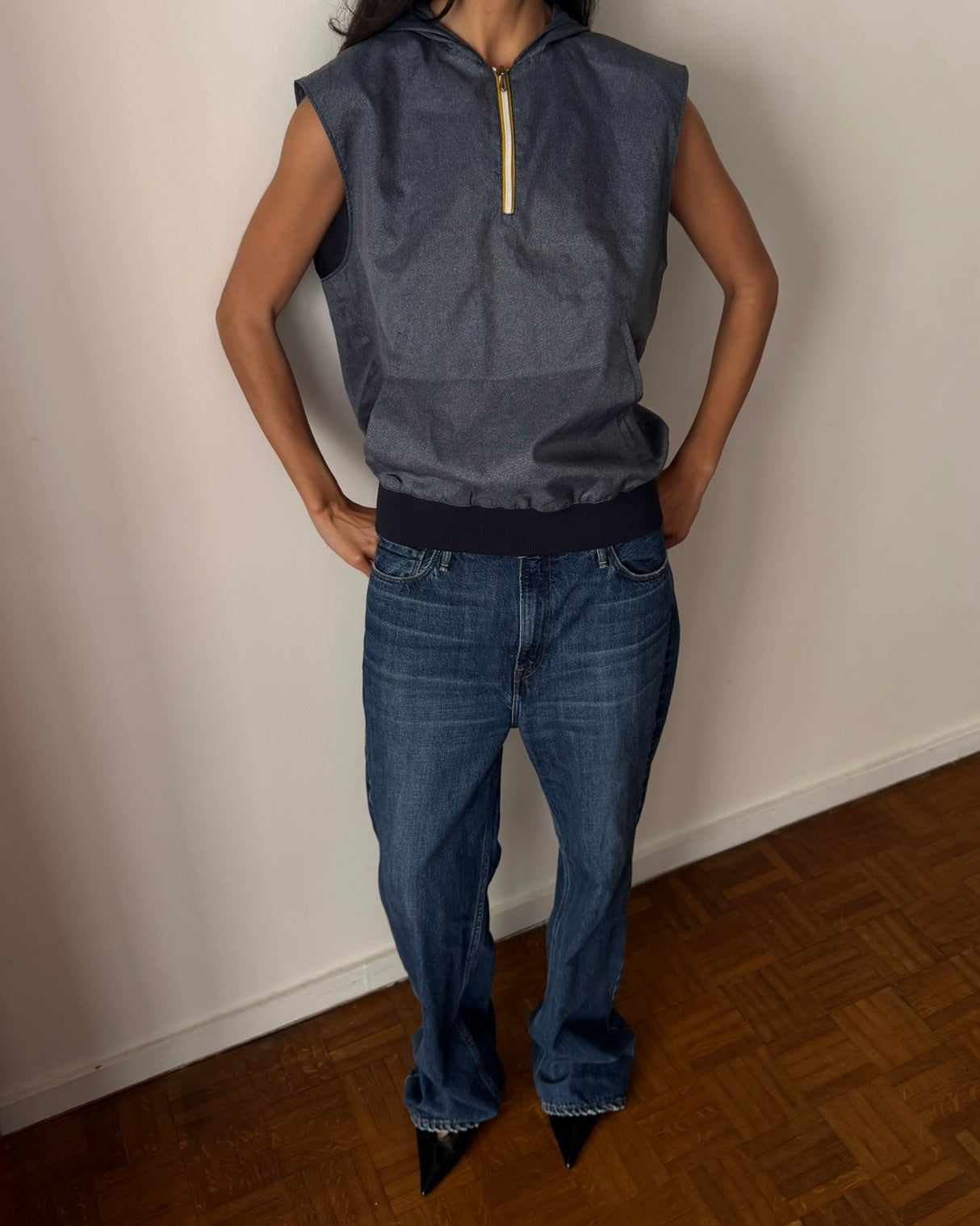 Miu Miu SS1999 Sleeveless Hooded Top – Blue Grey